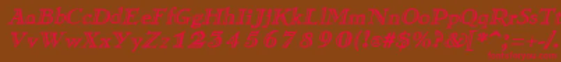 RamonaItalic-Schriftart – Rote Schriften auf braunem Hintergrund