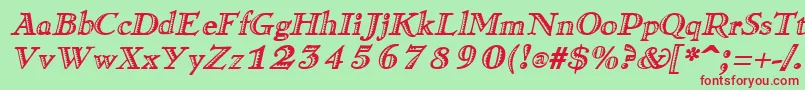 Fonte RamonaItalic – fontes vermelhas em um fundo verde