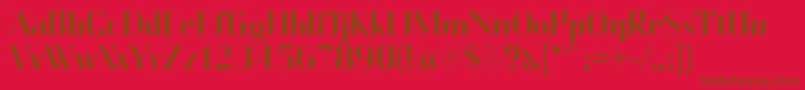 CurrencyReg Font – Brown Fonts on Red Background