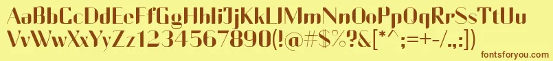 フォントCurrencyReg – 茶色の文字が黄色の背景にあります。