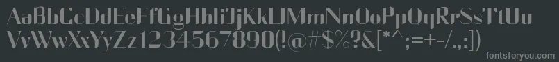 CurrencyReg-fontti – harmaat kirjasimet mustalla taustalla
