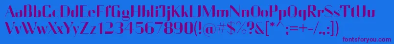 CurrencyReg-Schriftart – Violette Schriften auf blauem Hintergrund