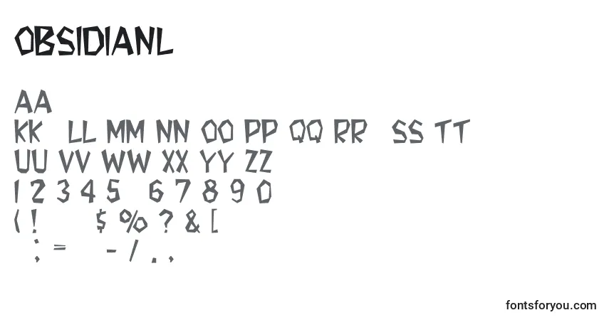 Schriftart ObsidianLight – Alphabet, Zahlen, spezielle Symbole