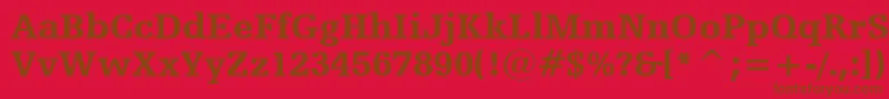 Czcionka HumanistSlabserif712BlackBt – brązowe czcionki na czerwonym tle