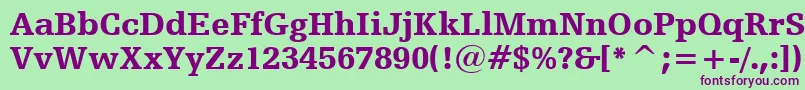 Fonte HumanistSlabserif712BlackBt – fontes roxas em um fundo verde