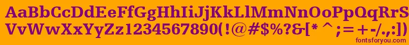 HumanistSlabserif712BlackBt-Schriftart – Violette Schriften auf orangefarbenem Hintergrund