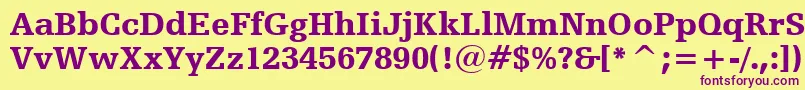 フォントHumanistSlabserif712BlackBt – 紫色のフォント、黄色の背景