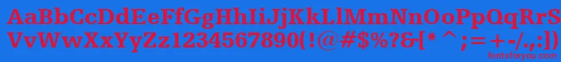 Fonte HumanistSlabserif712BlackBt – fontes vermelhas em um fundo azul