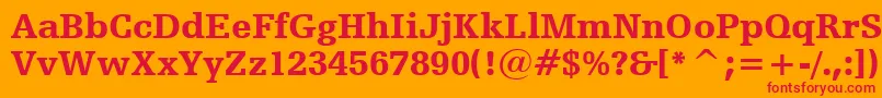 Czcionka HumanistSlabserif712BlackBt – czerwone czcionki na pomarańczowym tle