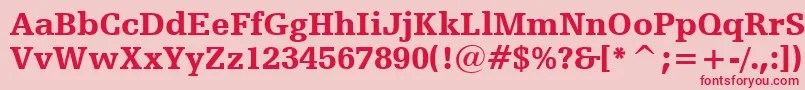 Fonte HumanistSlabserif712BlackBt – fontes vermelhas em um fundo rosa