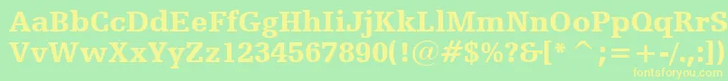 HumanistSlabserif712BlackBt-Schriftart – Gelbe Schriften auf grünem Hintergrund