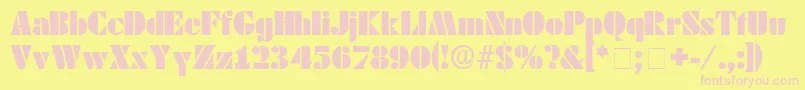CadoDisplaySsi-fontti – vaaleanpunaiset fontit keltaisella taustalla