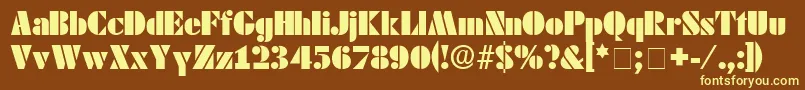 CadoDisplaySsi-fontti – keltaiset fontit ruskealla taustalla