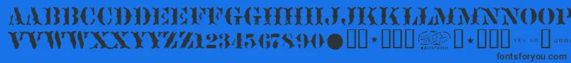 Sideshow Font – Black Fonts on Blue Background