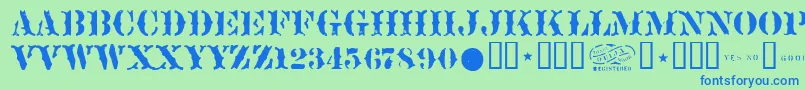 Sideshow Font – Blue Fonts on Green Background