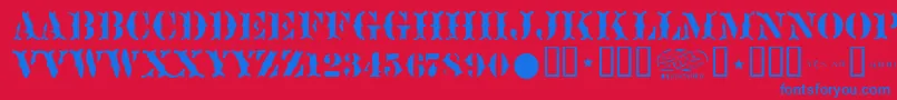 Sideshow Font – Blue Fonts on Red Background