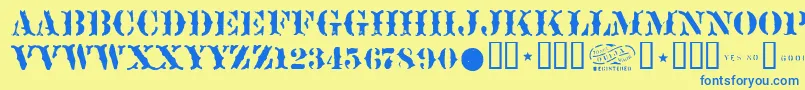 Sideshow Font – Blue Fonts on Yellow Background