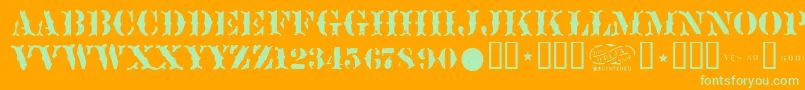 Sideshow Font – Green Fonts on Orange Background