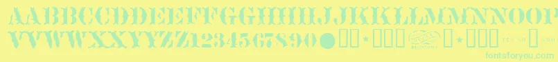 Sideshow Font – Green Fonts on Yellow Background