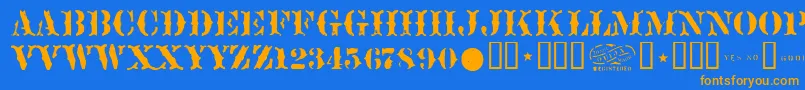 Sideshow Font – Orange Fonts on Blue Background