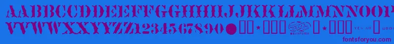Sideshow Font – Purple Fonts on Blue Background