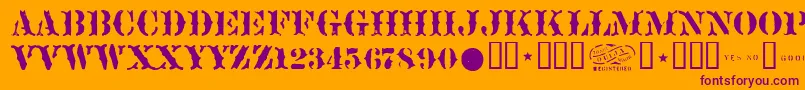 Sideshow Font – Purple Fonts on Orange Background