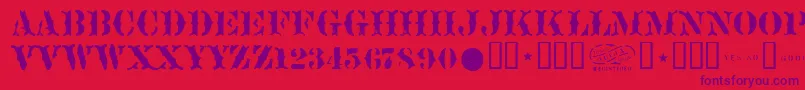 Sideshow Font – Purple Fonts on Red Background