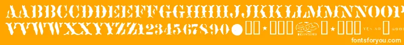 Sideshow Font – White Fonts on Orange Background