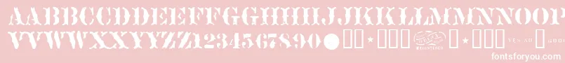 Sideshow-Schriftart – Weiße Schriften auf rosa Hintergrund
