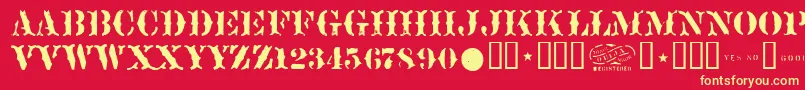 Sideshow Font – Yellow Fonts on Red Background