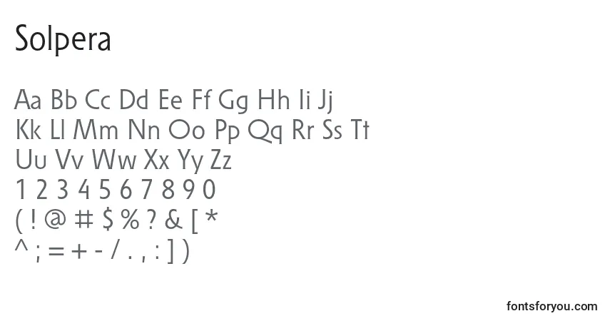 Solpera-fontti – aakkoset, numerot, erikoismerkit