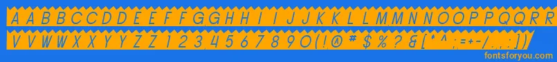 SfButtacupOblique-fontti – oranssit fontit sinisellä taustalla