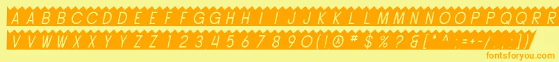 フォントSfButtacupOblique – オレンジの文字が黄色の背景にあります。