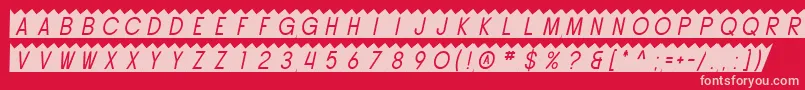 SfButtacupOblique-fontti – vaaleanpunaiset fontit punaisella taustalla