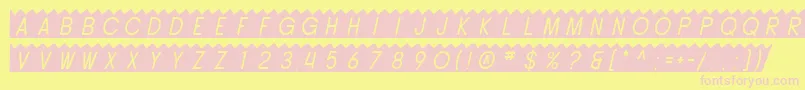 SfButtacupOblique-fontti – vaaleanpunaiset fontit keltaisella taustalla