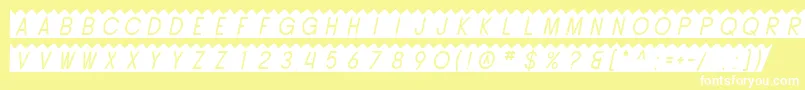 SfButtacupOblique-fontti – valkoiset fontit keltaisella taustalla