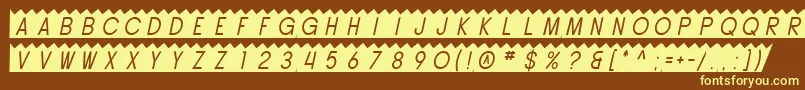 SfButtacupOblique-fontti – keltaiset fontit ruskealla taustalla