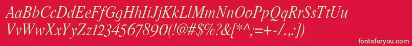 Romandeadfno2stdItalic Font – Green Fonts on Red Background