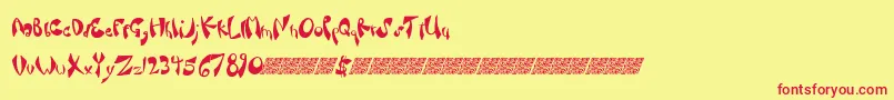 Fancysauce-Schriftart – Rote Schriften auf gelbem Hintergrund