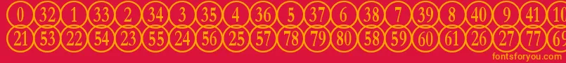 フォントNumberpileReversed – 赤い背景にオレンジの文字