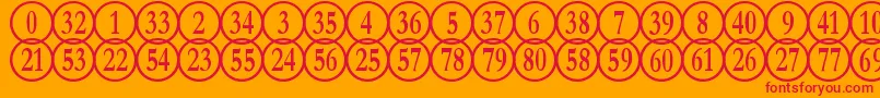 フォントNumberpileReversed – オレンジの背景に赤い文字