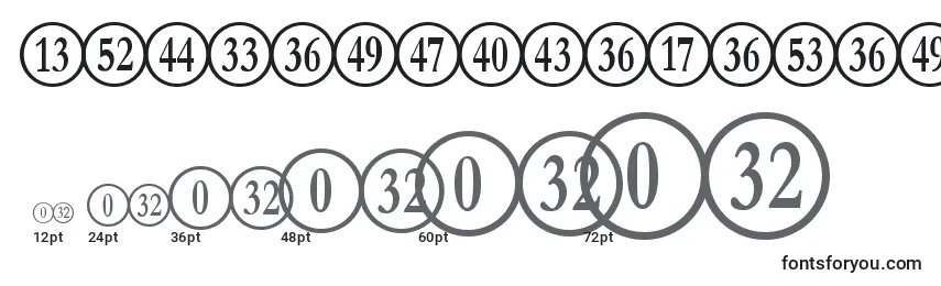 Größen der Schriftart NumberpileReversed