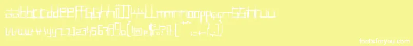 フォントBruisedFive – 黄色い背景に白い文字