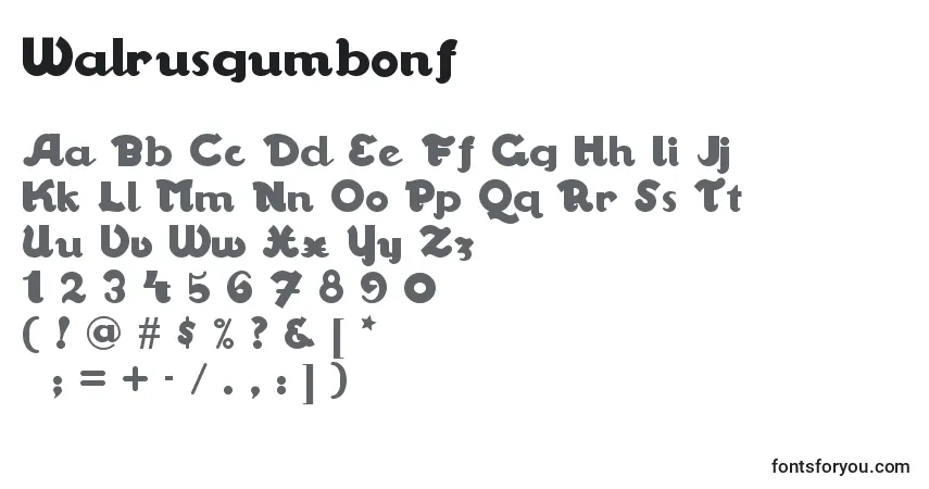 Schriftart Walrusgumbonf – Alphabet, Zahlen, spezielle Symbole