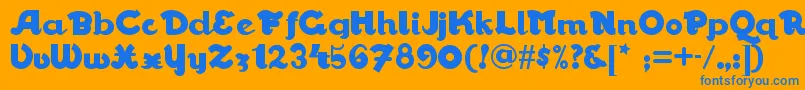 Walrusgumbonf-Schriftart – Blaue Schriften auf orangefarbenem Hintergrund