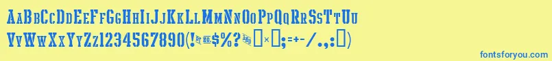 IntramuralStencilScJl Font – Blue Fonts on Yellow Background
