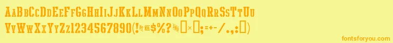 IntramuralStencilScJl Font – Orange Fonts on Yellow Background