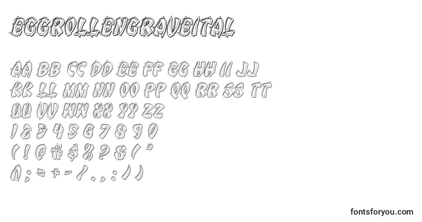 Schriftart Eggrollengraveital – Alphabet, Zahlen, spezielle Symbole