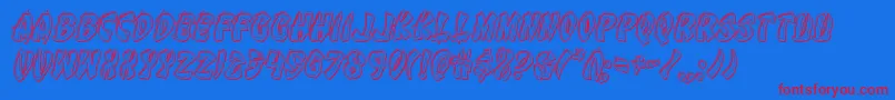 Eggrollengraveital-Schriftart – Rote Schriften auf blauem Hintergrund