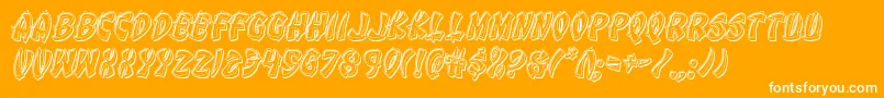 Eggrollengraveital-Schriftart – Weiße Schriften auf orangefarbenem Hintergrund